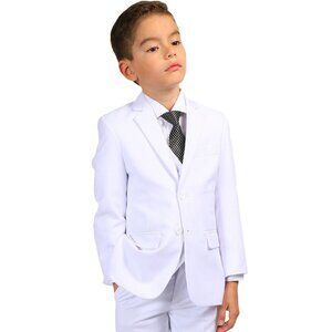 Boys Modern Fit 2 Button Vested Suit in White
